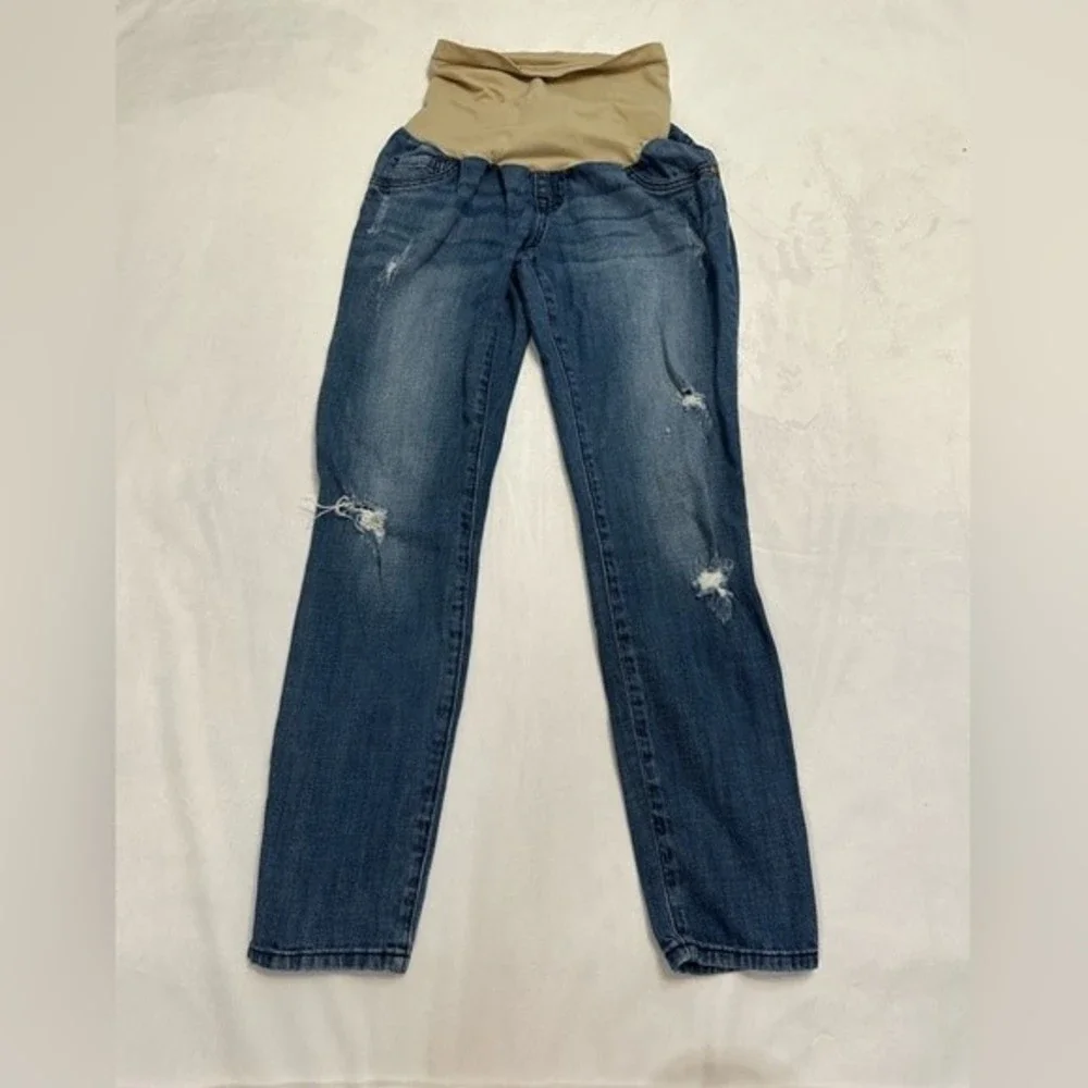 Indigo Blue Denim Maternity Jeans Sz M - Picture 2 of 7
